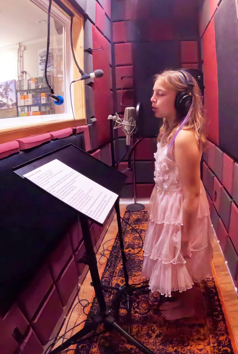 Singer Songwriter Mo'orea Rox in the studio